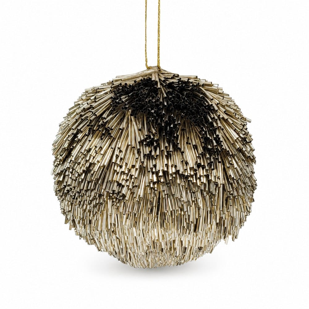 Champagne Tinsel Bauble (11cm)