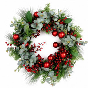 Berries and Baubles Eucalypt and Pine Wreath (60cm)
