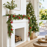 Berries and Baubles Eucalypt and Pine Garland styled in an Australian Christmas setting