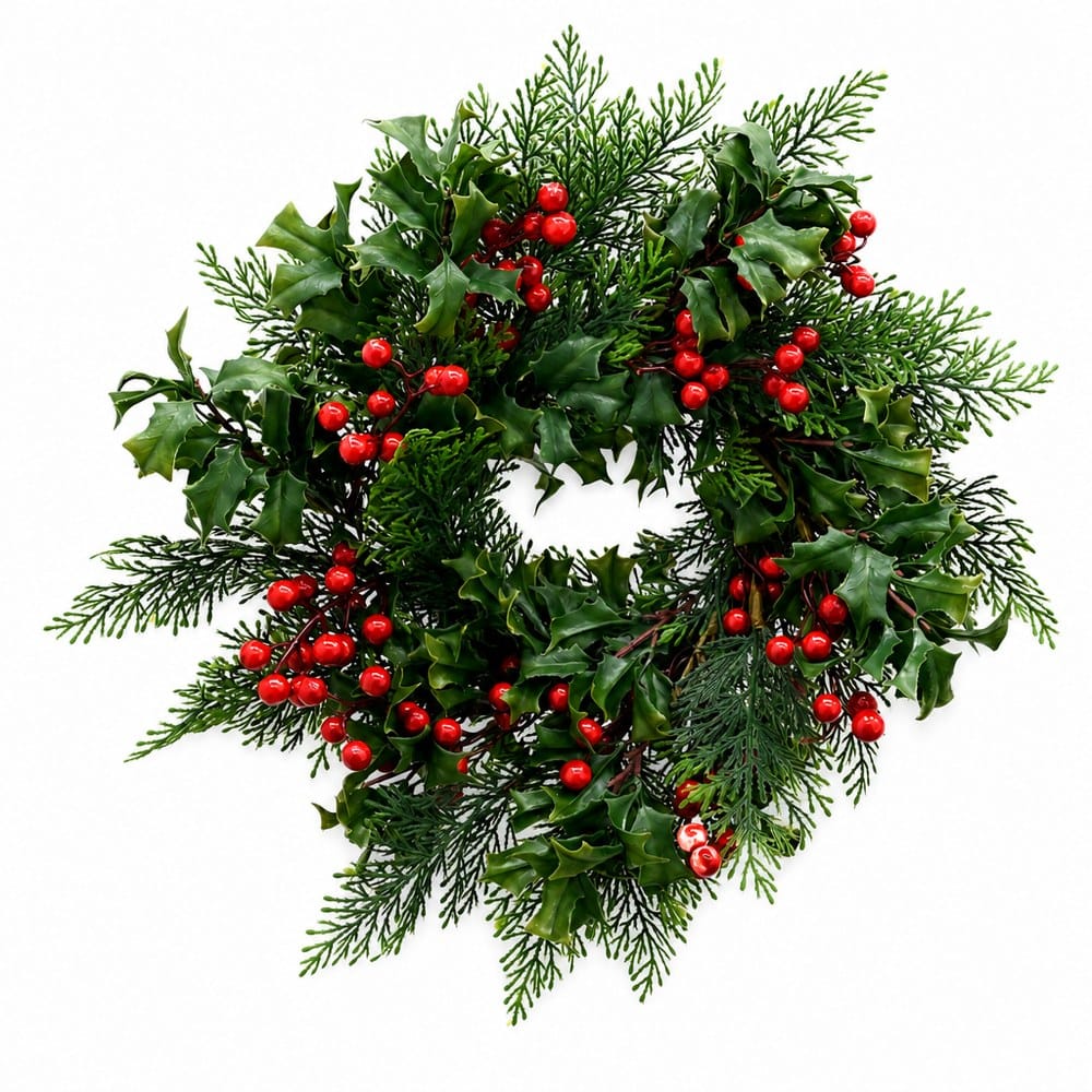 Mixed Green Wreath with Berries (45cm)