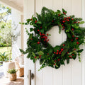 Holly Pine Berry Wreath styled in an Australian Christmas setting