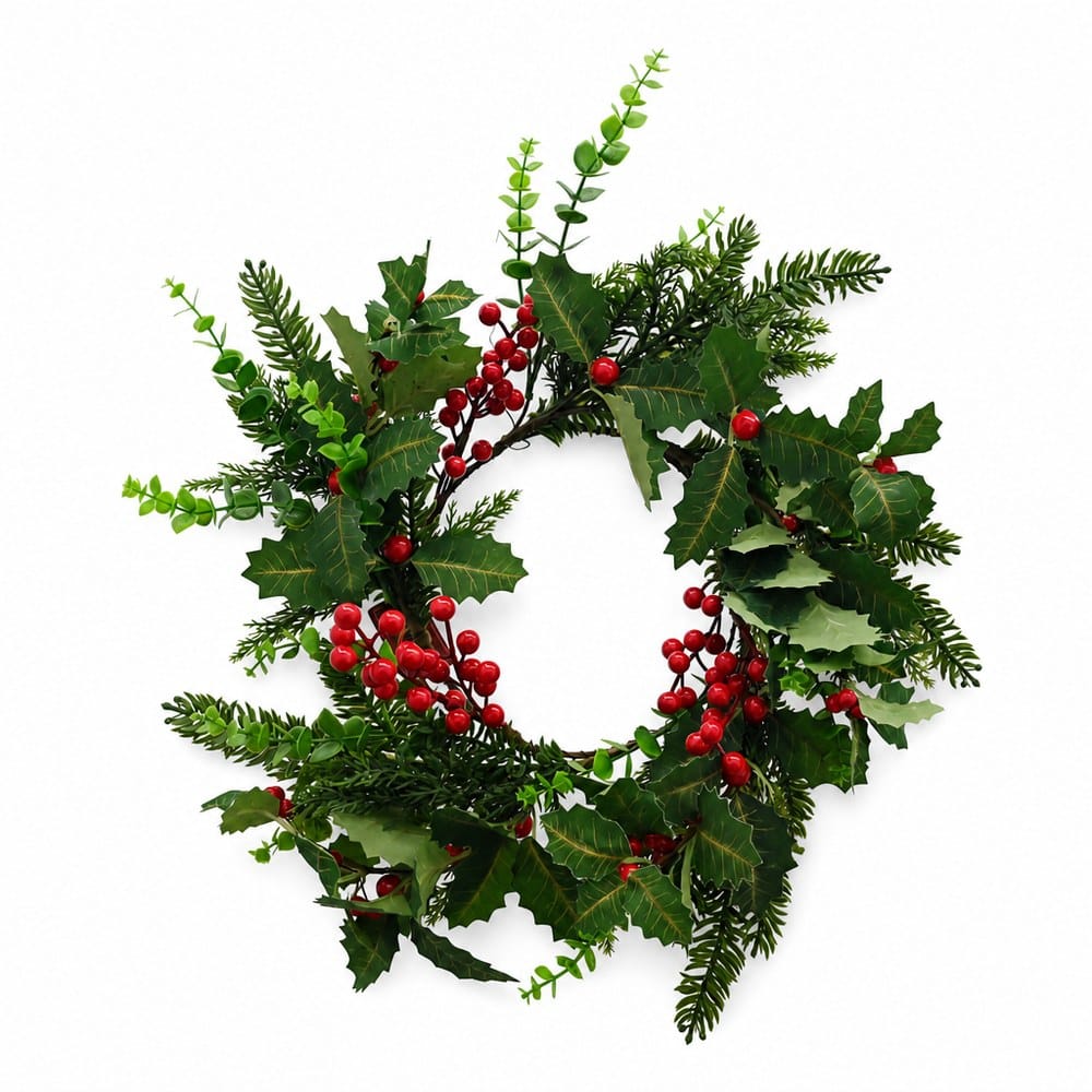 Holly Pine Berry Mini Wreath (16cm)