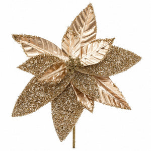Metallic Tinsel Poinsettia Stem (32cm)