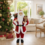 Classic Standing Santa (90cm) beside a decorated Christmas tree in an Australian living room