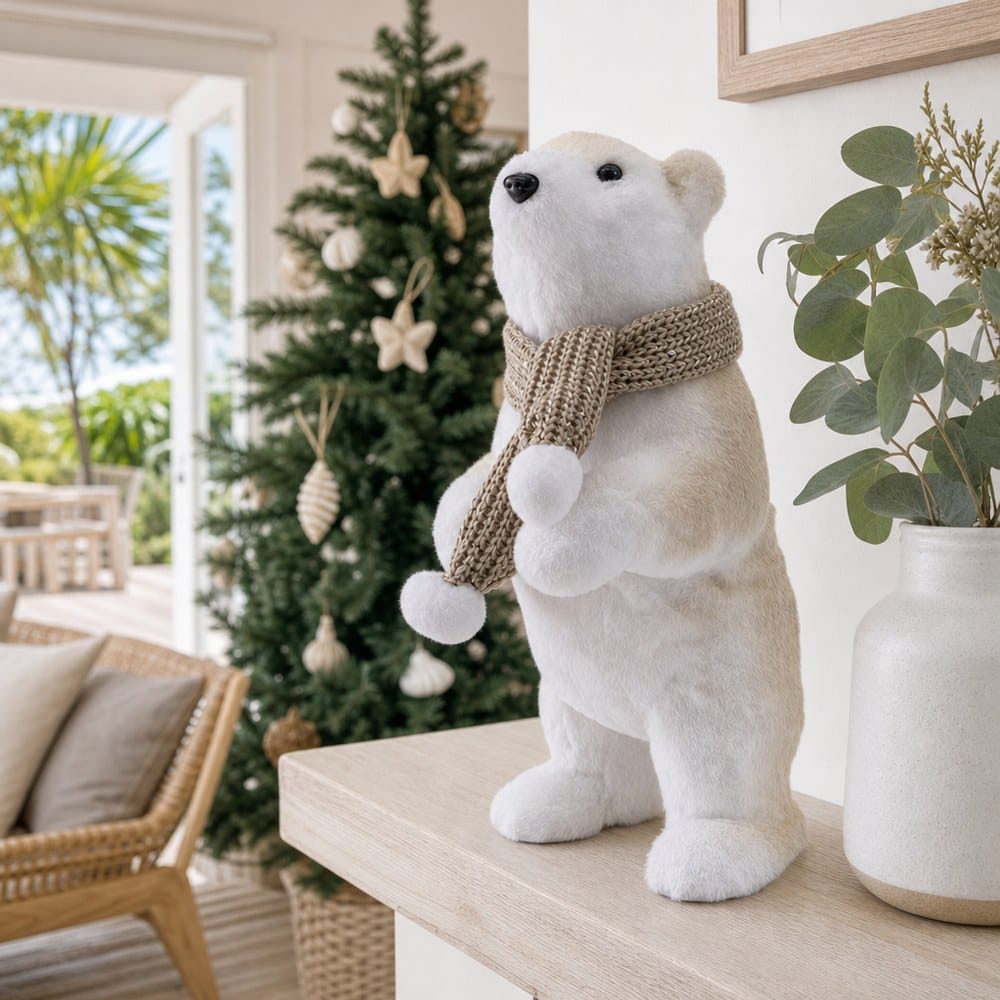 Snowdrift Daddy Polar Bear styled in an Australian Christmas setting