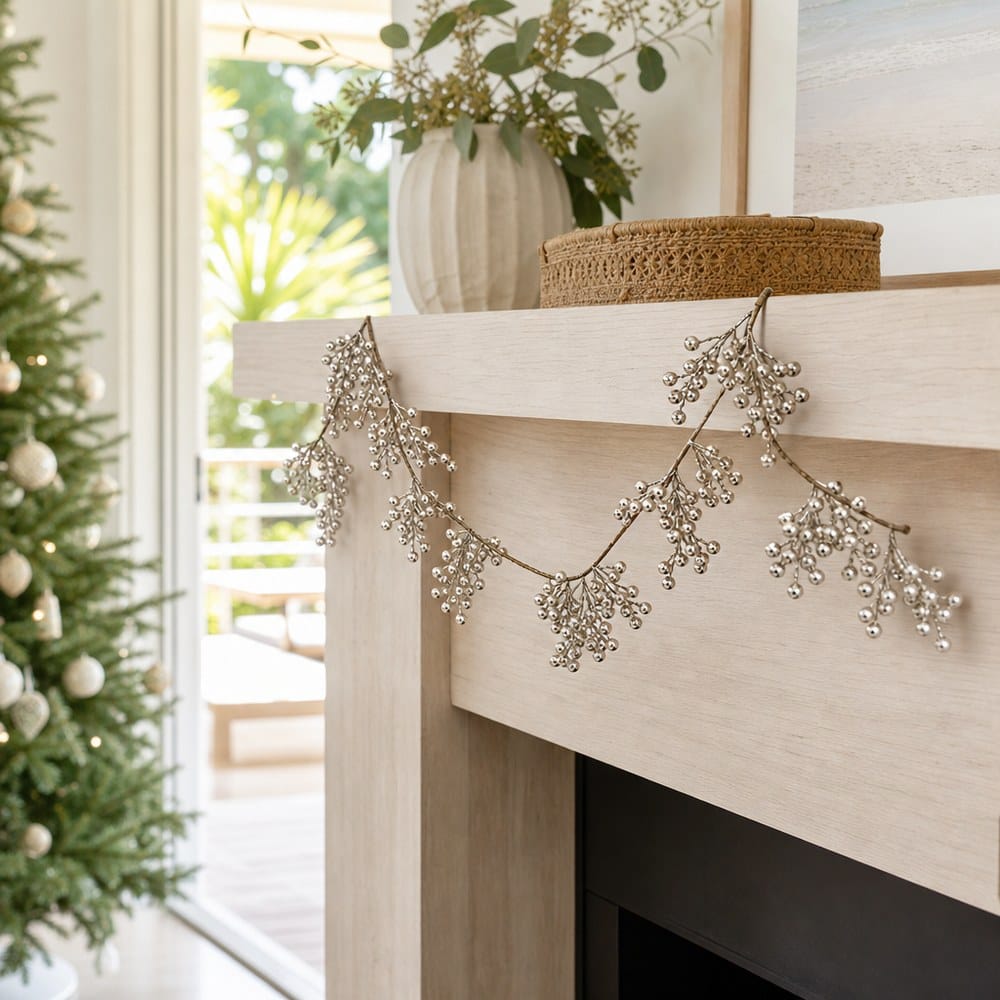 Champagne Berry Garland styled in an Australian Christmas setting