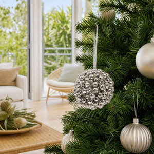 Champagne Berry Bauble on a decorated Christmas tree