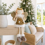 Golden Sitting Angel styled in an Australian Christmas setting