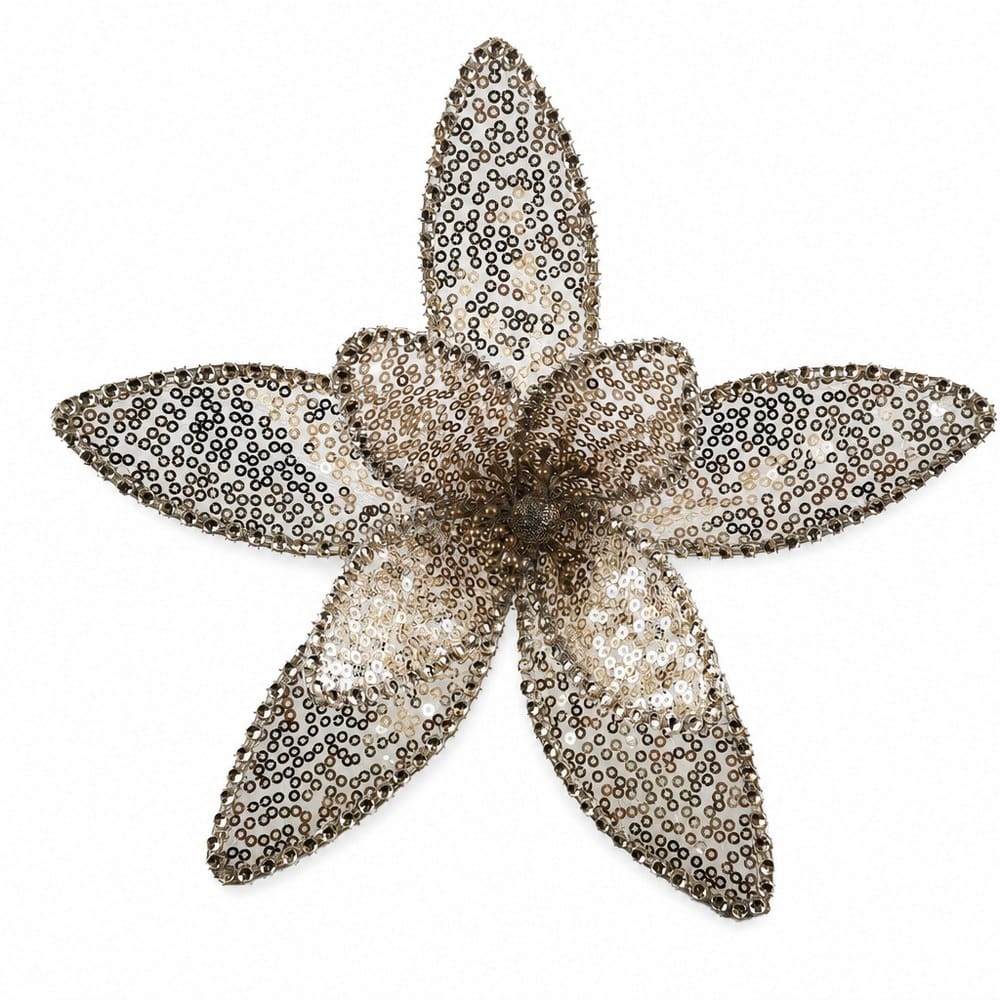 Textured Platinum Floral Clip