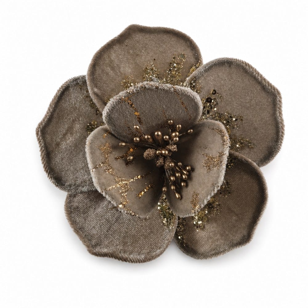 Glittered Coffee Floral Clip