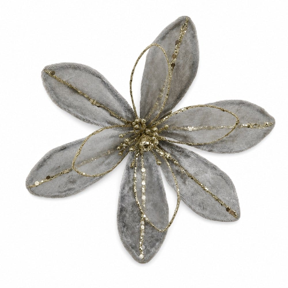 Sheer Silver Floral Clip