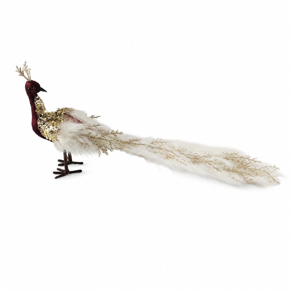 Champagne and Raspberry Peacock Clip