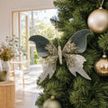 Winter Sage Butterfly Clip on a decorated Christmas tree