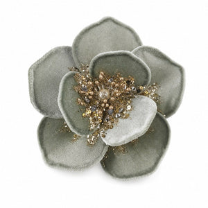 Glittered Silver Floral Clip
