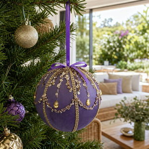 Enchanted Wisteria Bauble on a decorated Christmas tree