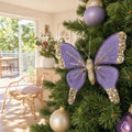 Wisteria Butterfly Clip on a decorated Christmas tree