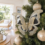 Golden Mirrored Butterfly Clip on a decorated Christmas tree