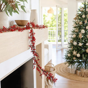 Red Winter Berry Garland styled in an Australian Christmas setting