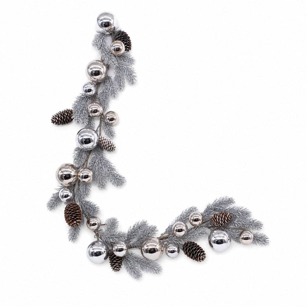 Classic Silver Bauble Pine Garland (120cm)