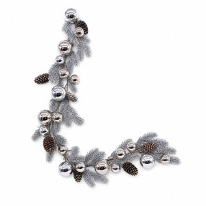 Classic Silver Bauble Pine Garland (120cm)