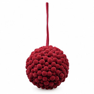 Red Flocked Berry Bauble (12.5cm)