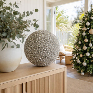 Champagne and Silver Berry Bauble styled in an Australian Christmas setting