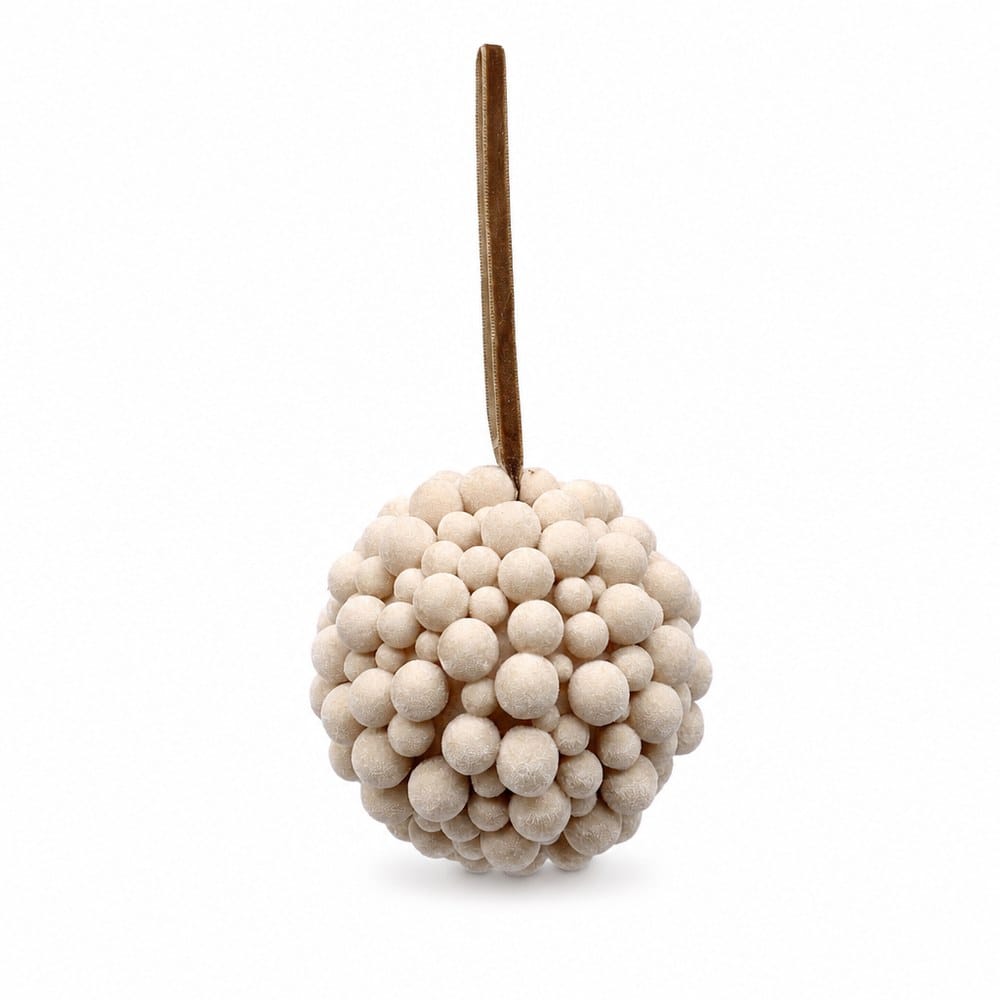 Cappuccino Flocked Berry Bauble (12.5cm)