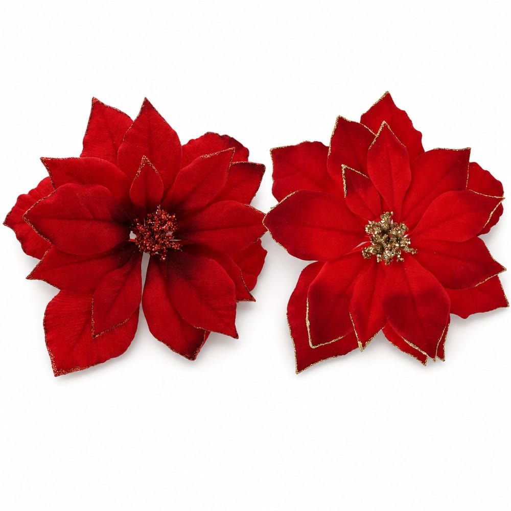 Deep Red Poinsettia Stem (24cm)