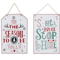 Hanging White Christmas Sign Asst
