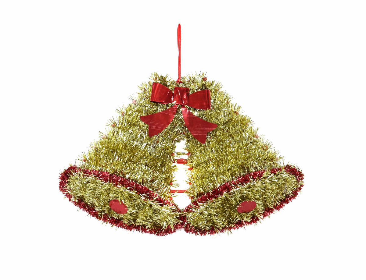 Tinsel Twin Bells Plaque Asst