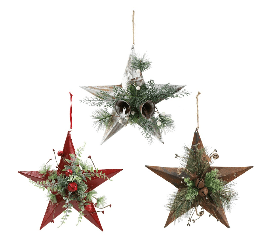 Rustic Hanging Deco Star 3 Asst (33cm)