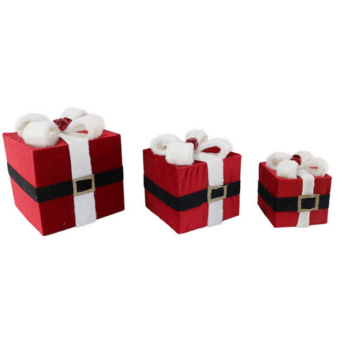 3pc Red Velvet Presents Set with Snowy Bow