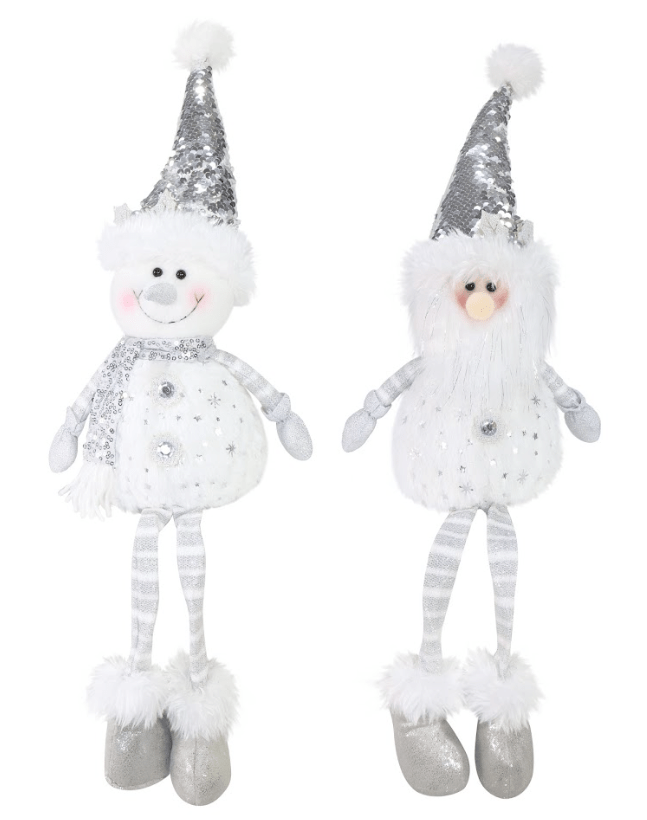 Silver Sequins Sitting Santa or Snowman 2 Asst (60cm)