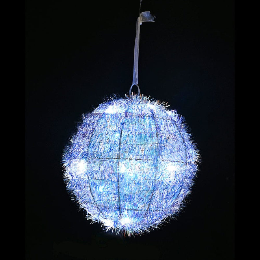 B/O LED Iridescent Tinsel Ball (30cm)