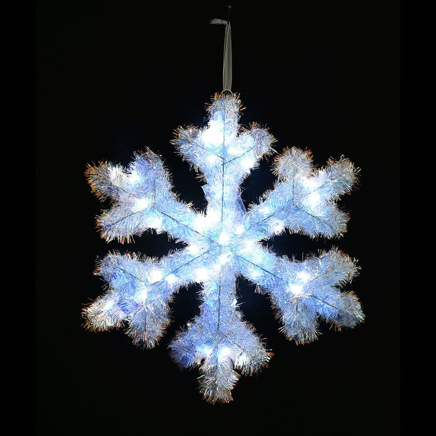 B/O LED Iridescent Tinsel Snowflake (48cm)