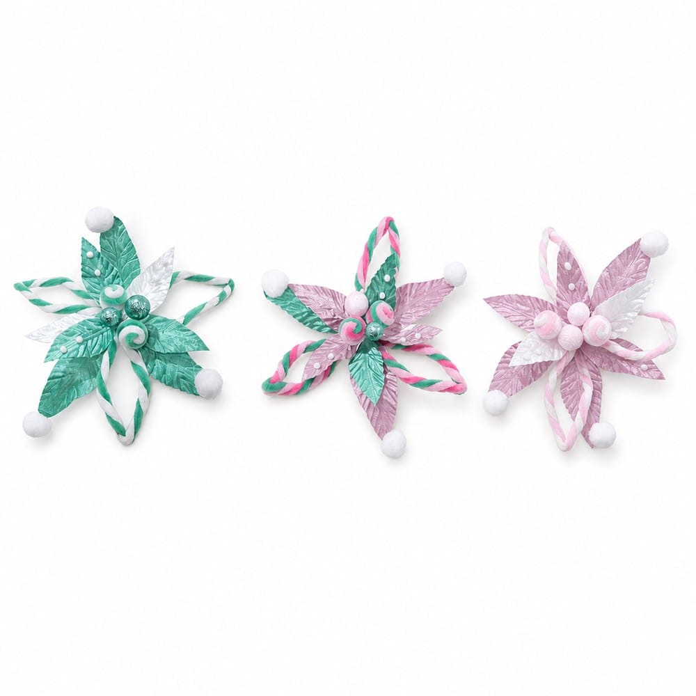 Poinsettia Plush Swirl Clip Asst