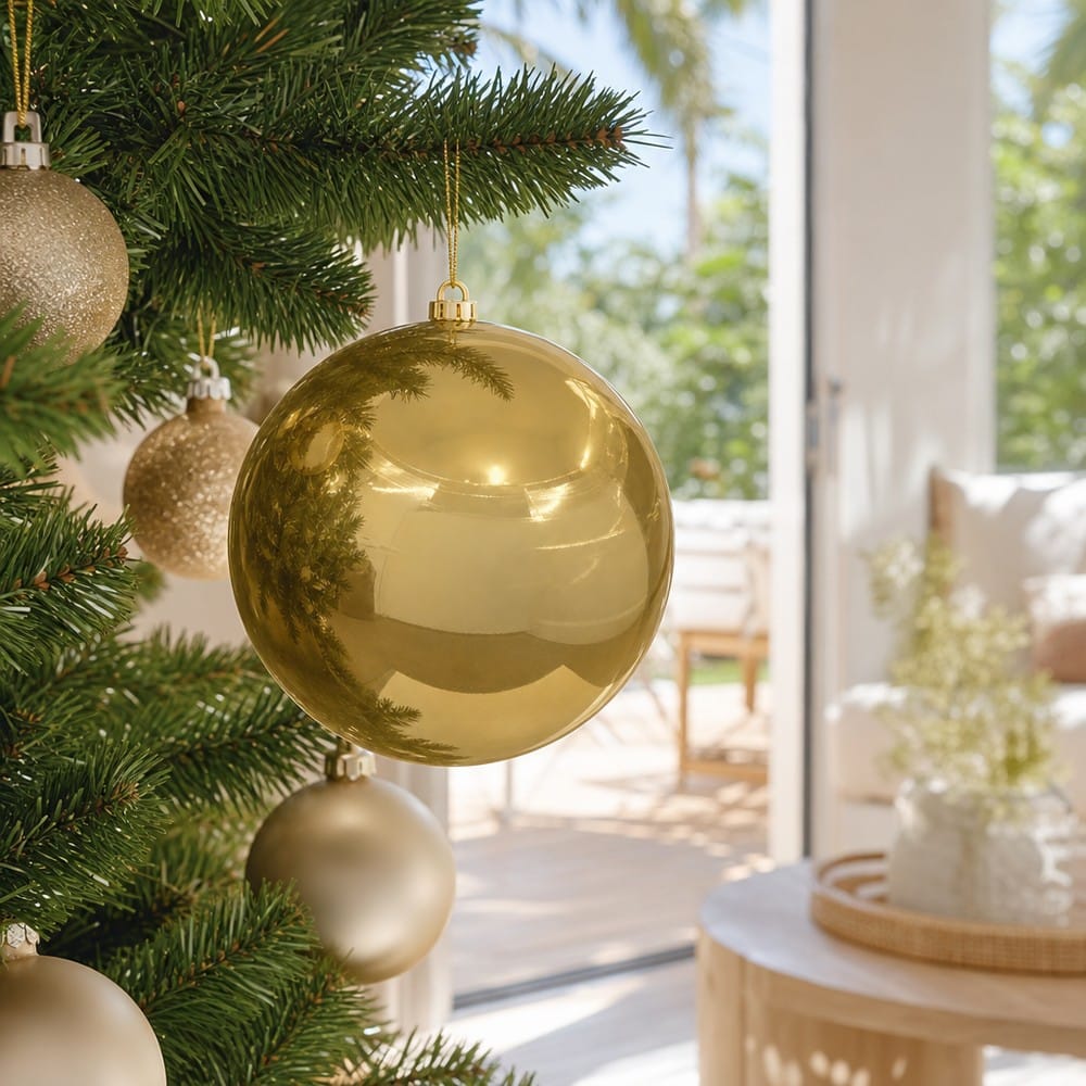 Gold Pearl Bauble (20cm) styled in an Australian Christmas setting