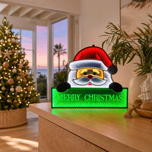 LED Infinity Merry Christmas Santa Light styled in an Australian Christmas setting