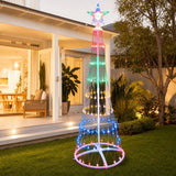 LED Flashing Multicolour Net Tree styled in an Australian Christmas setting