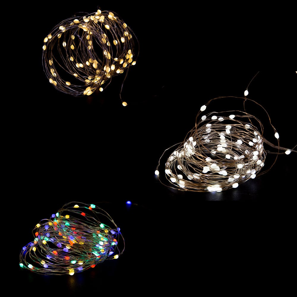 100 LED Battery Dew-Drop Wire Lights Asst