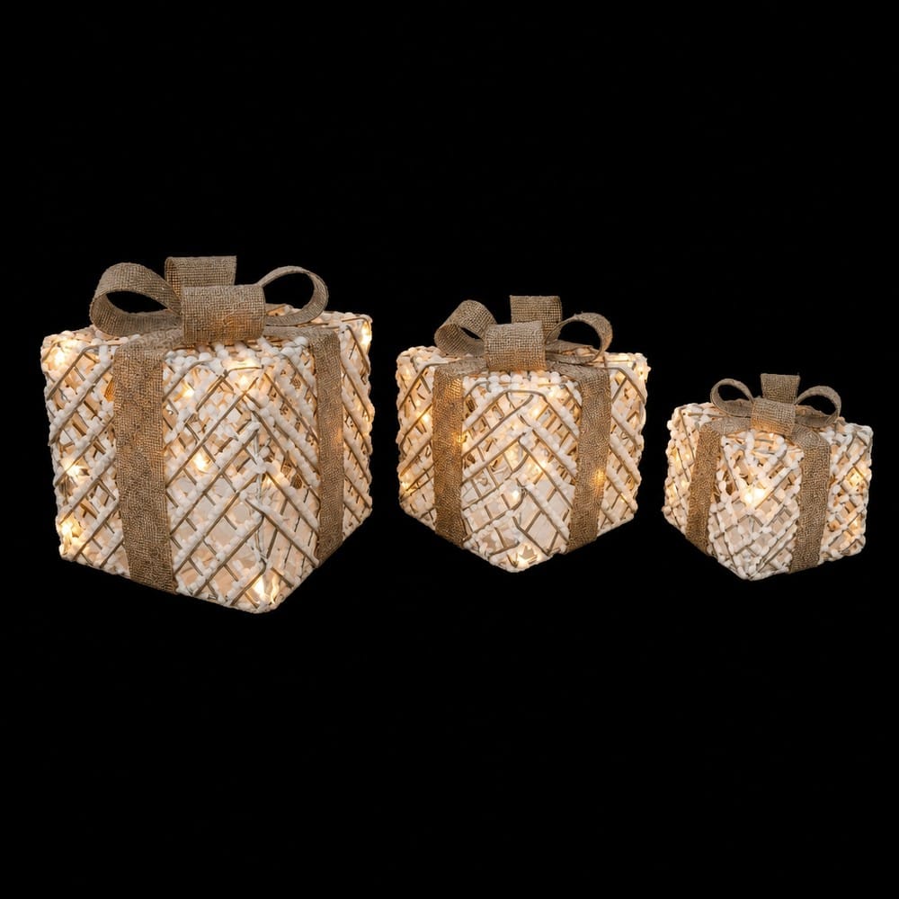 LED Natural String Present Set Asst (3pc)