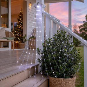 LED Solar Spray Strand White (2m) styled in an Australian Christmas setting