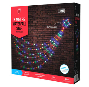200 LED Multi Waterfall Star (3m) - View 1