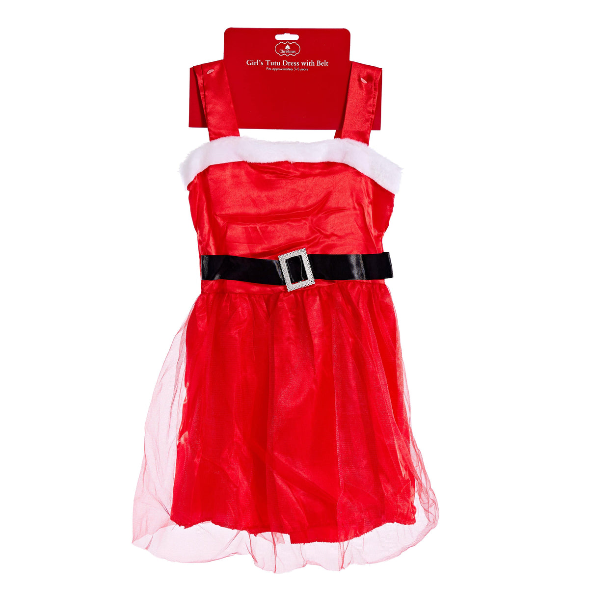 Girls Santa Christmas Dress With Belt