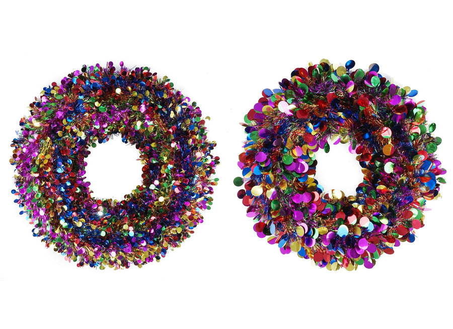 Tinsel Wreath with Large Dots (50cm)