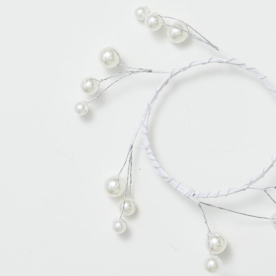 White Beaded Candle Wreath