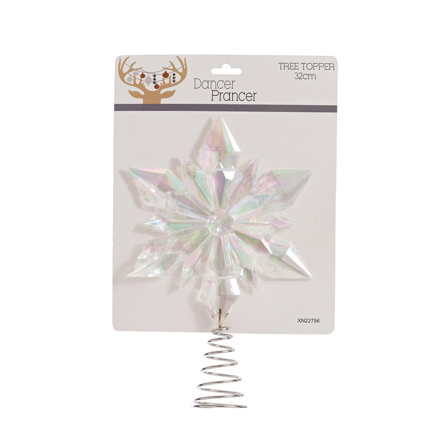 Acrylic Snowflake Tree Topper Iridescent Finish (32cm)