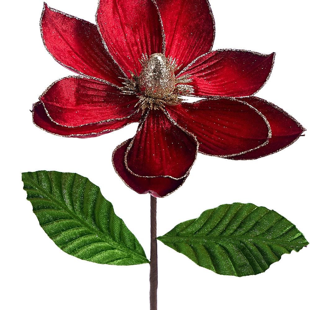 Burgundy Magnolia / Green Leaf Pick