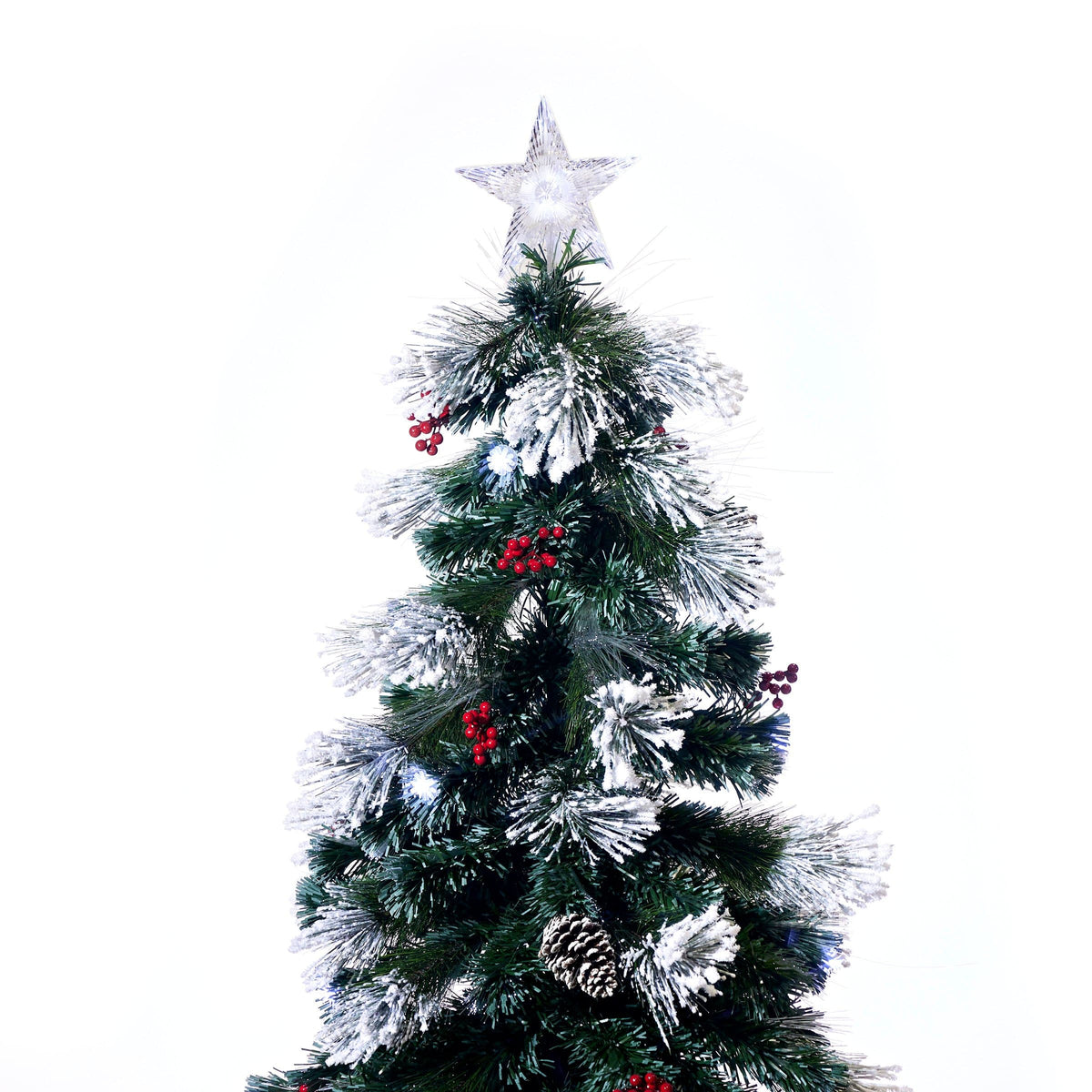 Snowy Fibre Optic Tree With Pinecones & Berries (1.8m)