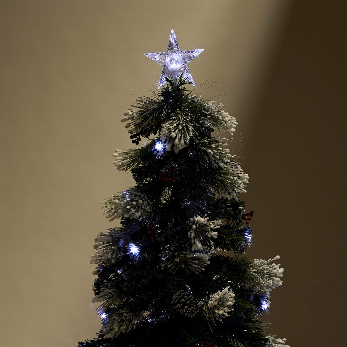 Snowy Fibre Optic Tree With Pinecones & Berries (1.8m)